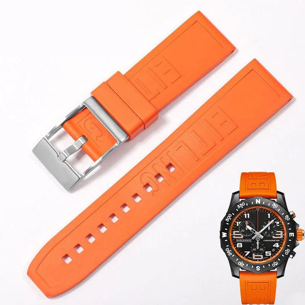 お買い得商店街 rubber Breitling-style 24mm & 22mm strap Strapmeister - 男性用