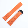 An Orange Tag Heuer F1  Rubber Straps  with a beautiful black clasp
