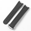Black strap, white stitch with silver clasp  Omega Aqua terra rubber strap - StrapMeister