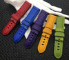 24mm fashion coloured vintage strap for Panerai watches. Comes in 5 beautiful vibrant colors of red, blue, purple, yellow and green. This Panerai fashion coloured vintage strap has its natural texture in between the leather giving that bright color - by Strapmeister