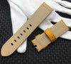 Showing a yellow back view 24mm fashion coloured vintage strap for Panerai watches - Strapmeister