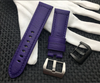 A purple 24mm fashion coloured vintage strap for Panerai watches. With an option to choose between silver or black buckle. This Panerai fashion coloured vintage strap has its natural texture in between the leather giving that bright color - by Strapmeister