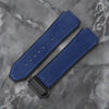 This is a 25/19mm blue watch strap for hublot with black replacement clasp. Made from quality silicone rubber and matched with a layer of suede calf leather. Sourced by Strapmeister