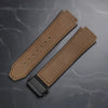 This is a 25/19mm brown watch strap for hublot with black replacement clasp. Made from quality silicone rubber and matched with a layer of suede calf leather. Sourced by Strapmeister