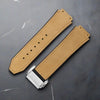 This is a 25/19mm khaki watch strap for hublot with silver replacement clasp. Made from quality silicone rubber and matched with a layer of suede calf leather. Sourced by Strapmeister
