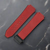 This is a 25/19mm watch strap for hublot in red color with black clasp. Made from quality silicone rubber and matched with a layer of suede calf leather.