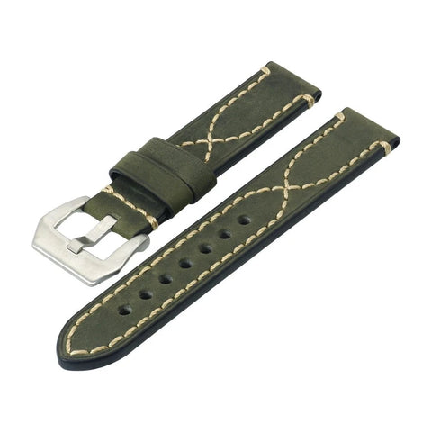 Panerai-style Leather cross stitch vintage strap-strapmeister - StrapMeister