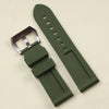 Panerai Olive Green Rubber Strap with silver buckle on back view - Strapmeister