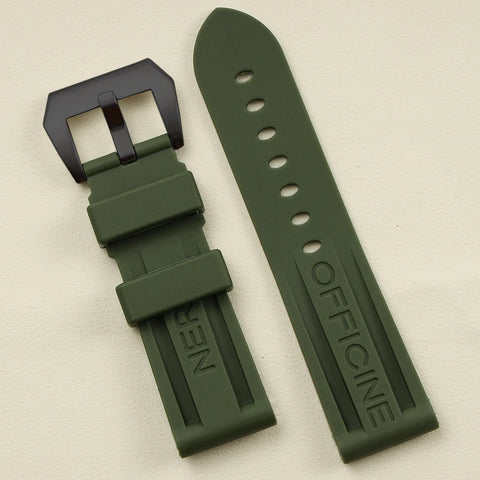 Panerai Olive Green Rubber Strap with black buckle - Strapmeister
