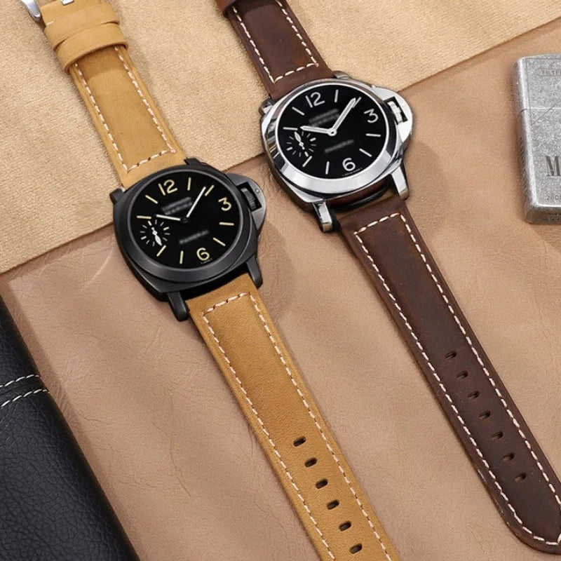 Panerai-style Suede Leather Strap - StrapMeister