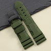 This is a Panerai Submersible replacement Rubber strap in green with black clasp by StrapMeister