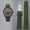 This is a Olive green Nylon Watch Strap with silver  square clasp for IWC. This replacement strap brings a stylish and comfortable touch to your timepiece.  Sourced by Strapmeister