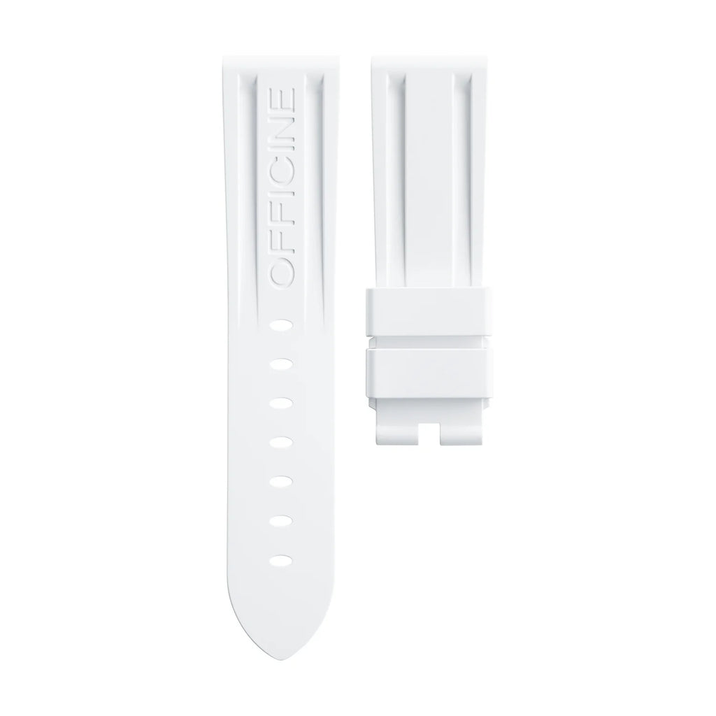Vulcanized Panerai-style White Rubber Strap-Strapmeister