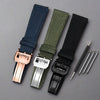 This is aNylon Watch Strap with clasp For IWC. Available in 3 sizes and 3 color combinations for both the strap and clasp, this replacement strap brings a stylish and comfortable touch to your timepiece.  Sourced by Strapmeister