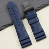 This is a Panerai Submersible replacement Rubber strap in dark blue with a black clasp  by StrapMeister
