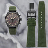 This is a Olive green Nylon Watch Strap with black  square clasp for IWC. This replacement strap brings a stylish and comfortable touch to your timepiece.  Sourced by Strapmeister