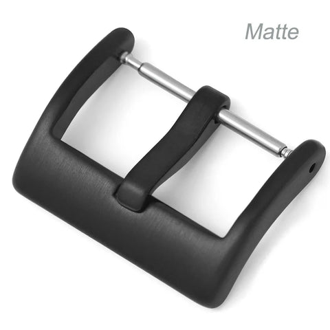 This is a Matte Black AVIATOR STYLE TANG BUCKLE. Solid Buckle. Metal Watch Band Buckles. Stainless Steel Pin Buckle in 16mm 18mm 20mm 22mm 24mm