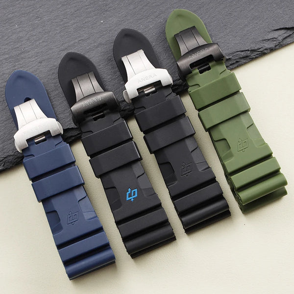 These are Panerai Submersible replacement Rubber strap with a stamp and an option with or without a clasp by StrapMeister