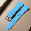 This is IWC Vulcanized Light Blue Rubber Strap with pin silver buckle. Comes in 21 & 22mm. Sourced by Strapmeister