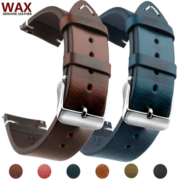 Wax Leather With Quick Release Watch Straps, for Samsung, Seiko, Oris, Citizen Watches