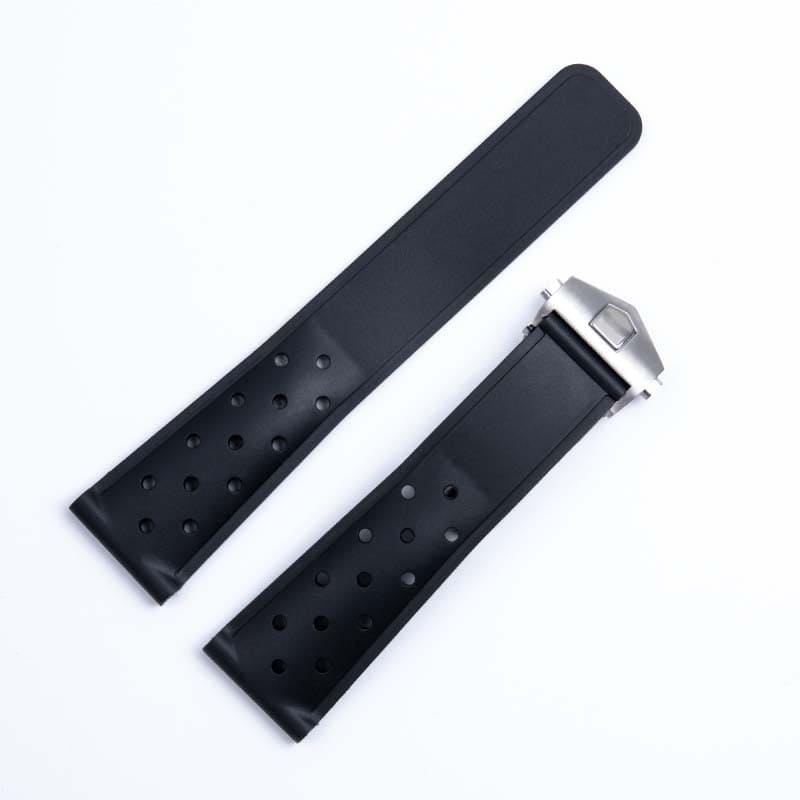 A Black Tag Heuer F1  Rubber Straps  with silver clasp