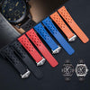 Tag Heuer Rubber Straps with black or silver clasp. Available in 4 straps colors, black, blue, red and orange.