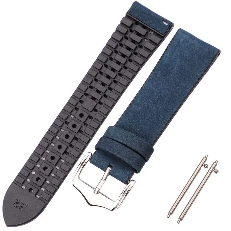 Suede Vintage Leather on rubber strap - StrapMeister