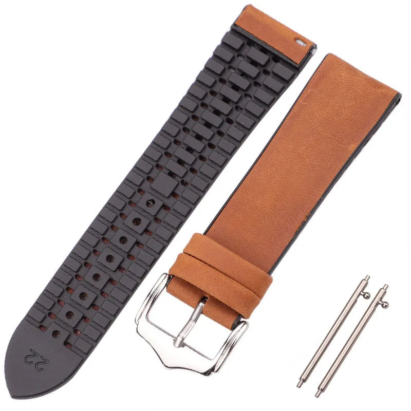 Suede Vintage Leather on rubber strap - StrapMeister