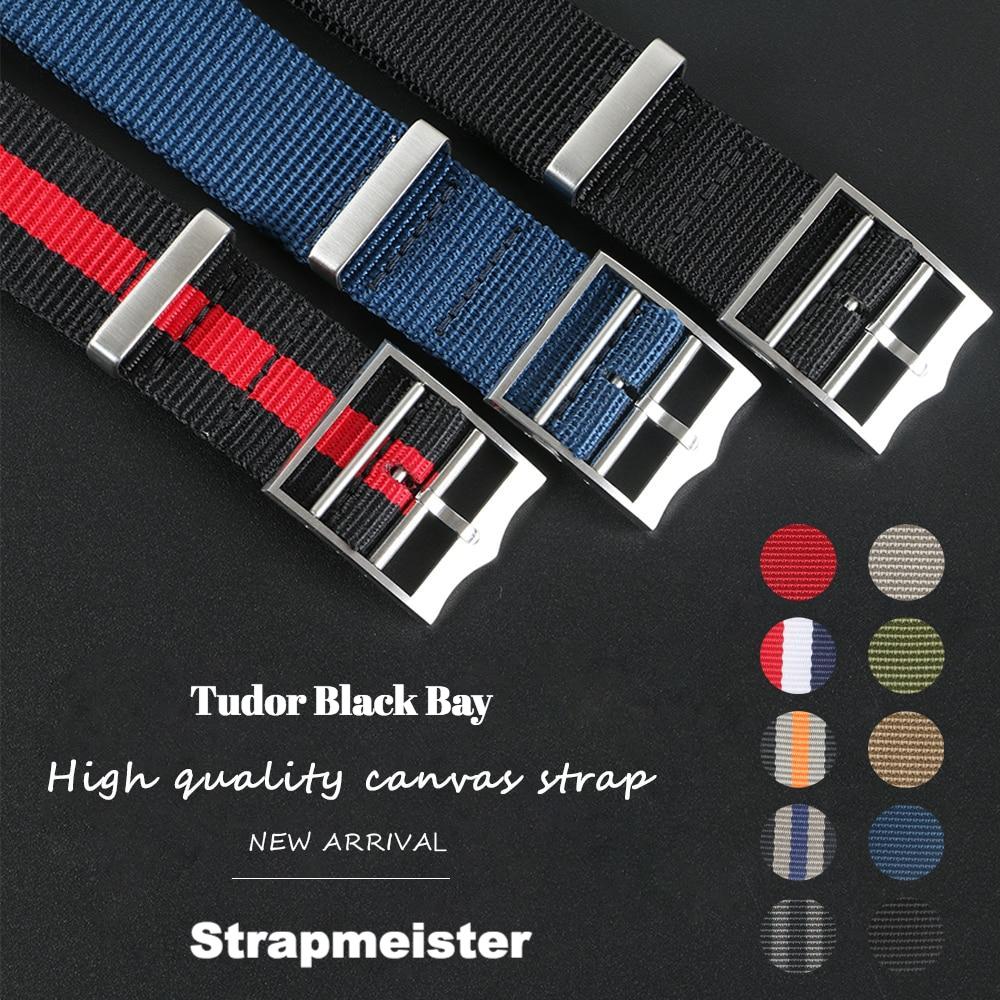 Tudor Black Bay Nato straps in multiple themes. Measuring at 22mm with Tudor's Iconic shield logo buckle. It's made with high quality canvas strap.