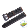 Showing the back view of Vintage Suede Panerai style leather strap