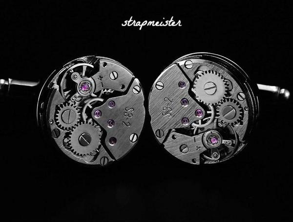 Hand wind Watch Movement Gun metal cufflinks-free shipping - StrapMeister