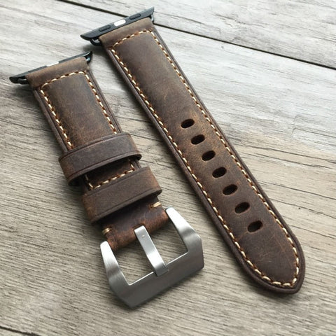 38mm ,42mm leather watch strap For Apple watch - StrapMeister