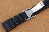 22mm Black Leather Rivet Strap Deployment For IWC - StrapMeister