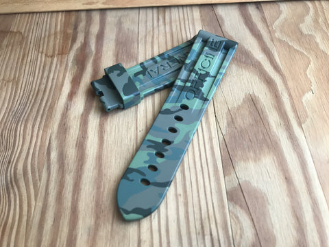 Best & cheapest Green camouflage Panerai rubber strap-free shipping - StrapMeister