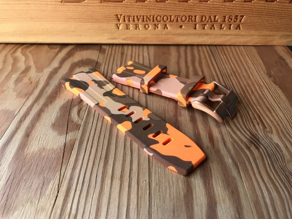 42mm cheap Audemars Piguet Orange camo rubber strap - StrapMeister