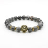 Lion Head with grey natural stone bracelet - StrapMeister