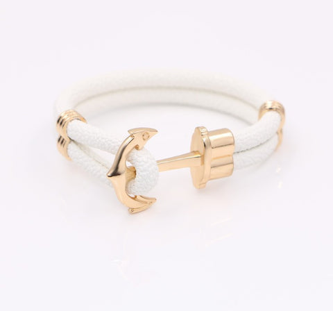 Anchor & Stingray white leather bracelet - StrapMeister