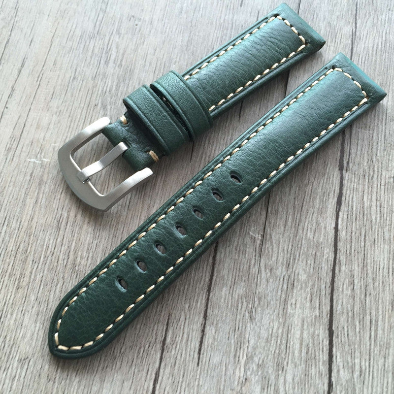Green 20mm crazy horse leather strap - StrapMeister