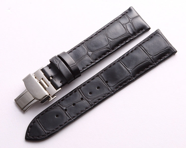 Quality Genuine Leather Strap with deployment clasp-free shipping - StrapMeister
