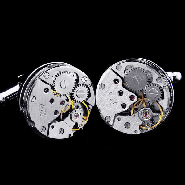 Hand wind Mechanical Watch Movement cufflinks - StrapMeister