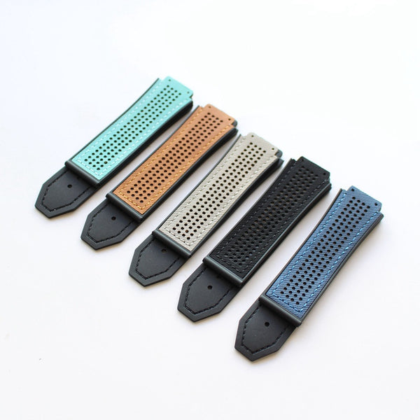 Hublot perforated suede top rubber strap - StrapMeister