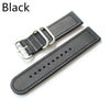 A Black two-piece Leather Zulu strap with silver buckle 