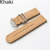A Khaki two-piece Leather Zulu strap with silver buckle