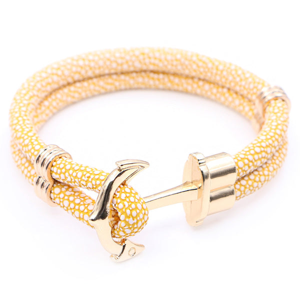 Anchor & Stingray yellow leather bracelet - StrapMeister