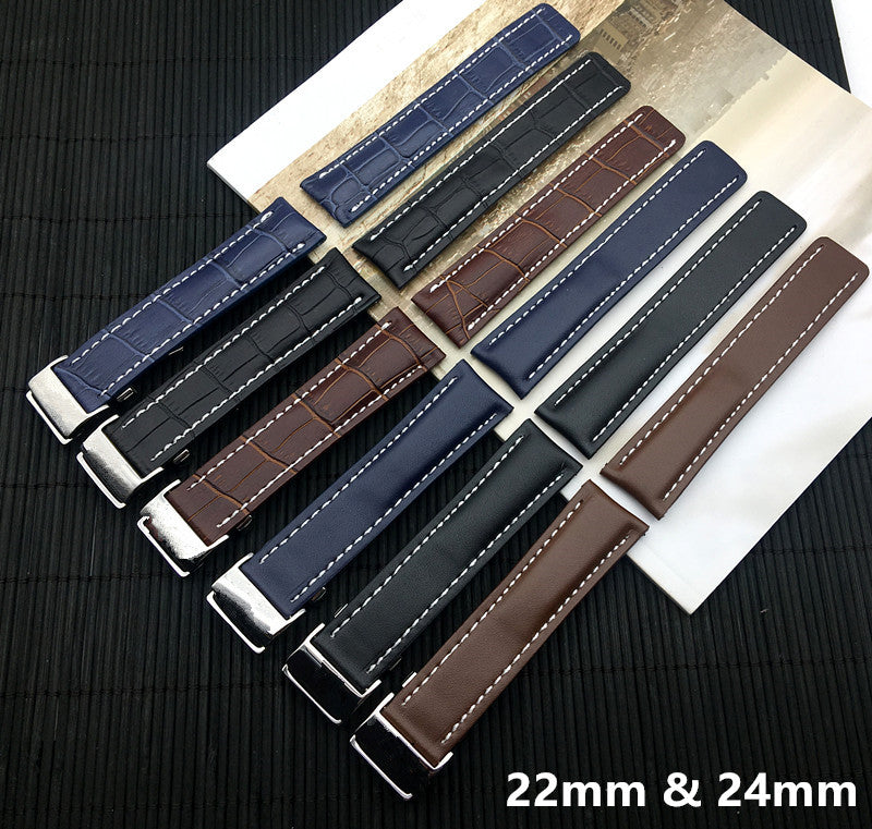 Navitimer Strap Breitling-style Leather Strap for NAVITIMER 22mm & 24mm