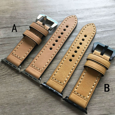Vegetable Tanned Leather Strap, 42MM / 38MM For IWATCH - StrapMeister