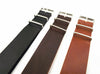 Synthetic Leather NATO Straps in 3 different colors, black, brown and coffee with silver buckle - StrapMeister