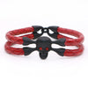 Red stingray skull leather Bracelet - StrapMeister