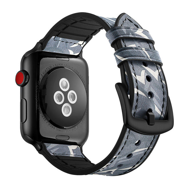 Apple watch leather strap with silicone base. - StrapMeister