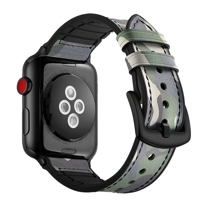 Apple watch leather strap with silicone base. - StrapMeister